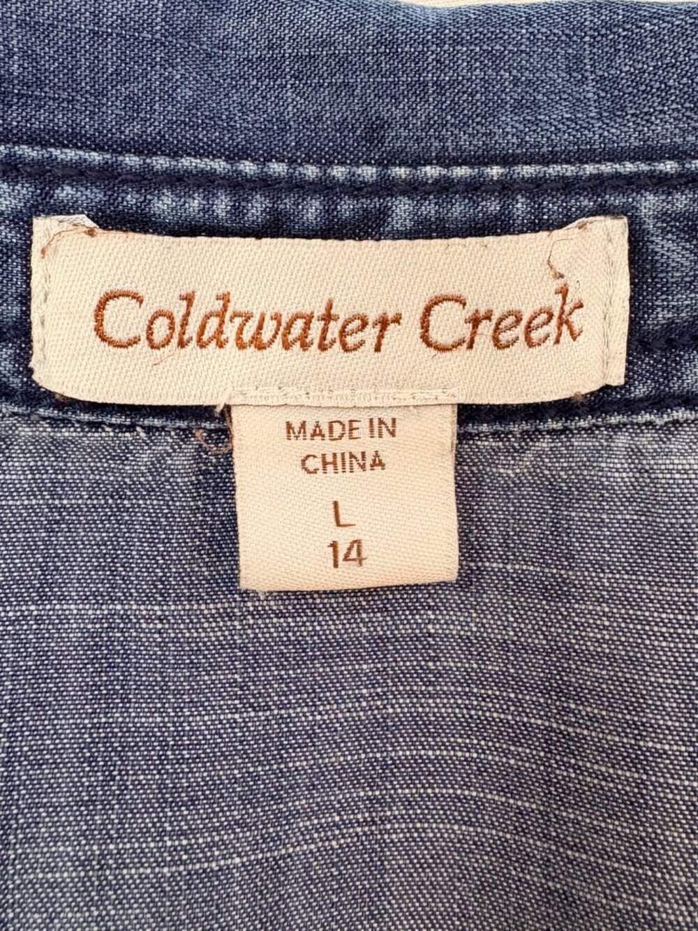 Coldwater Creek Tencel Denim 3/4 Dolman Button Sleeve Shirt Large - Picture 4 of 10